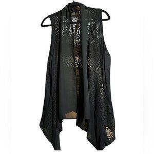 AB Studio Lace Panel Swing Sleeveless Vest Tunic sz L